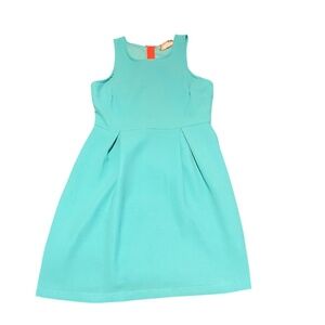 Sleeveless A-Line Mint Green Dress with Neon Orange Back Zipper Size Medium